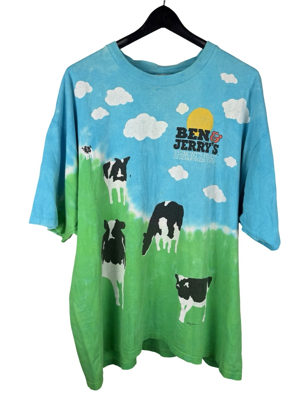 Vintage 90s Liquid Blue Ben & Jerry’s Cow Ice Cream Promo Shirt Size 2XL